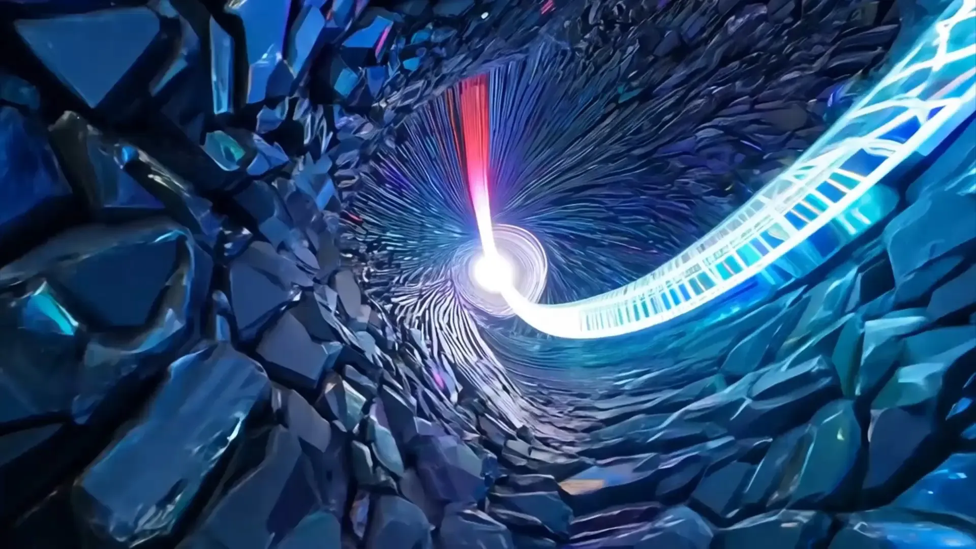 Dynamic Crystal Tunnel Transition Effects Stock Video